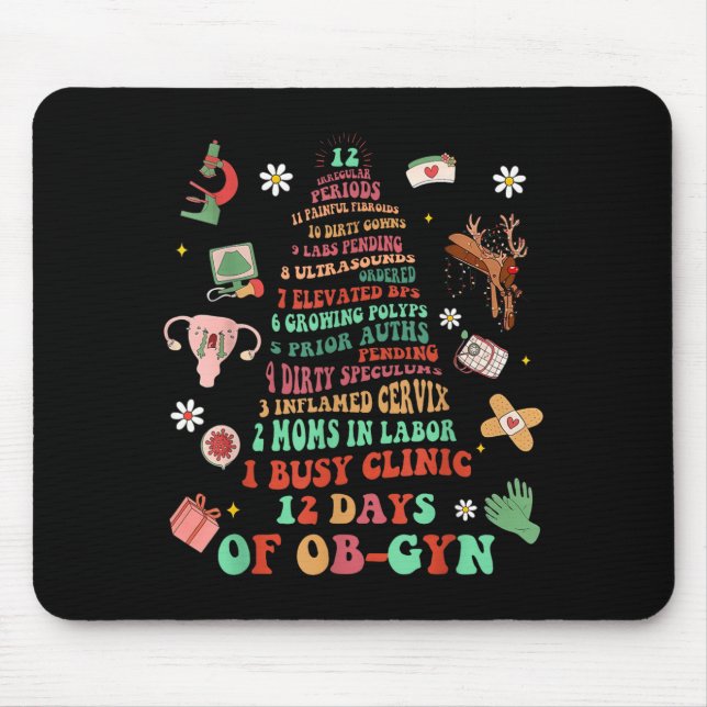 12 Days Of Ob-gyn Christmas Tree Labor &amp; Deliv Mouse Mat (Front)