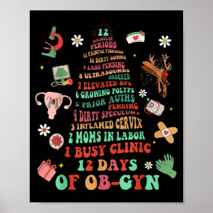 12 Days Of Ob-gyn Christmas Tree Labor & Deliv Poster
