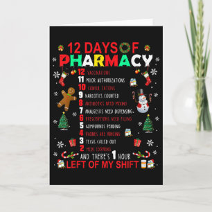 12 Days Of Pharmacy Funny Christmas Pharmacist Tec Card