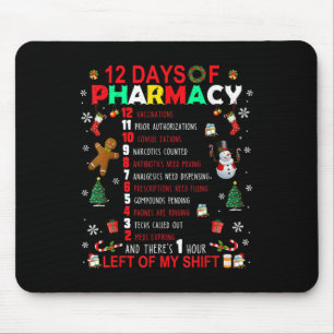 12 Days Of Pharmacy Funny Christmas Pharmacist Tec Mouse Mat