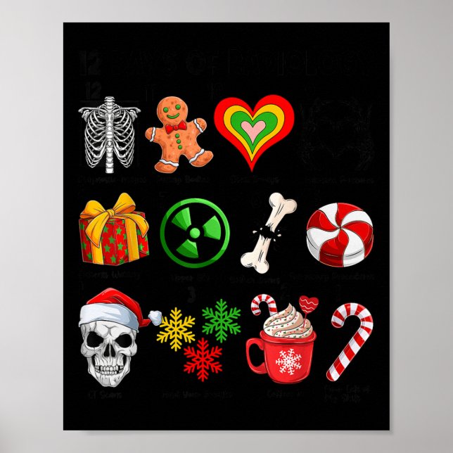 12 Days Of Radiology Xray Tech Ct Mri Merry Christ Poster (Front)