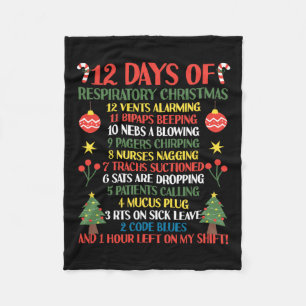 12 Days Of Respiratory Therapist Christmas Funny R Fleece Blanket