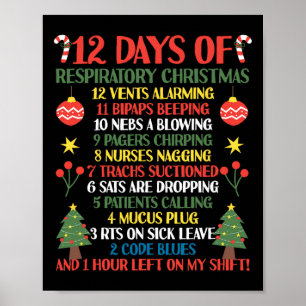 12 Days Of Respiratory Therapist Christmas Funny R Poster