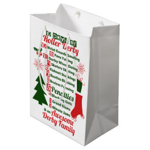 12 Days of Roller Derby Christmas, Roller Skating Medium Gift Bag