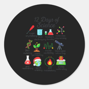 12 Days Of Science Funny Science Teacher Christmas Classic Round Sticker