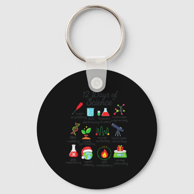 12 Days Of Science Funny Science Teacher Christmas Key Ring (Front)