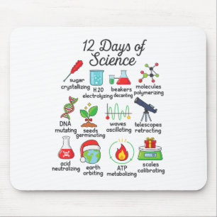12 Days Of Science Funny Science Teacher Christmas Mouse Mat