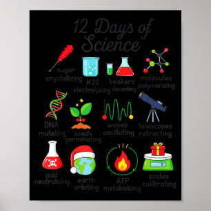 12 Days Of Science Funny Science Teacher Christmas Poster