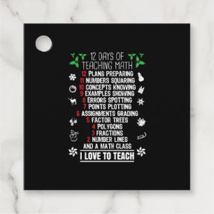 12 Days of Teaching Math Teacher Christmas Gifts Favour Tags
