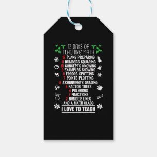 12 Days of Teaching Math Teacher Christmas Gifts Gift Tags