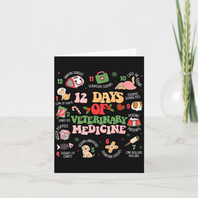 12 Days Of Veterinary Medicine Funny Christmas Vet Card (Front)
