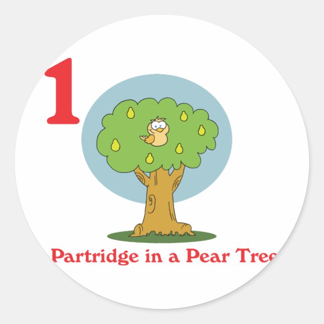 12 days partridge in a pear tree classic round sticker (Front)