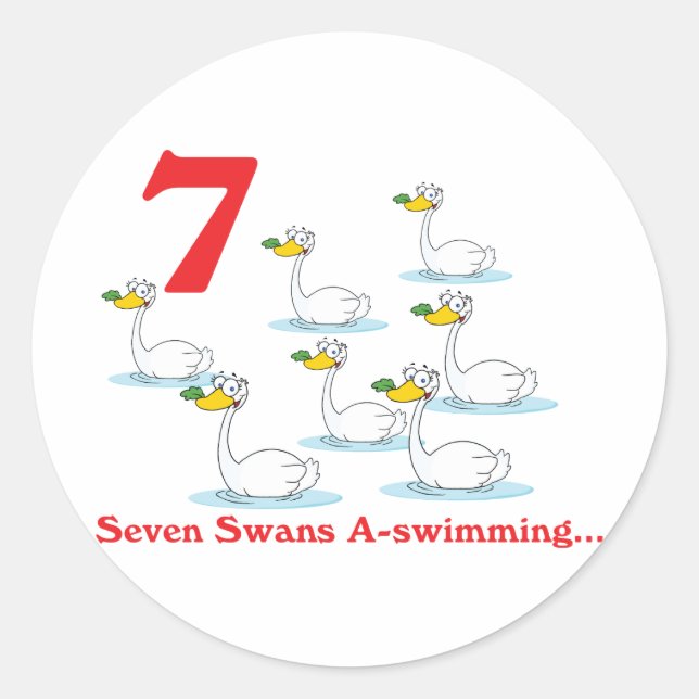 12 days seven swans a-swimming classic round sticker (Front)