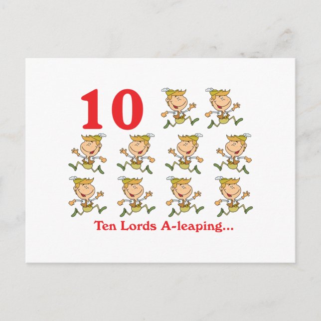 12 days ten lords a-leaping holiday postcard (Front)