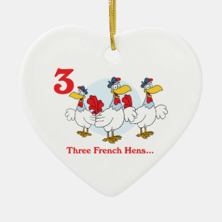 12 days three french hens ceramic tree decoration
