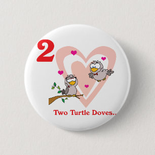 12 days two turtle doves 6 cm round badge