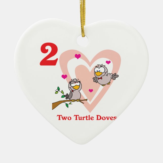 12 days two turtle doves ceramic tree decoration (Front)