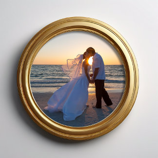 12" Diameter Circle Shape Wedding Photo Print