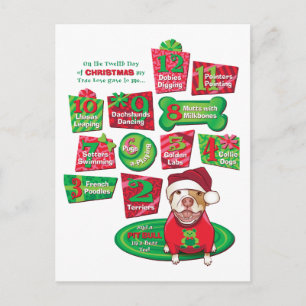 12 Dogs of Christmas Holiday Postcard
