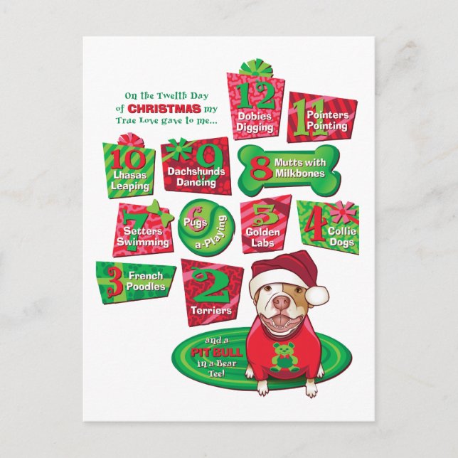 12 Dogs of Christmas Holiday Postcard (Front)