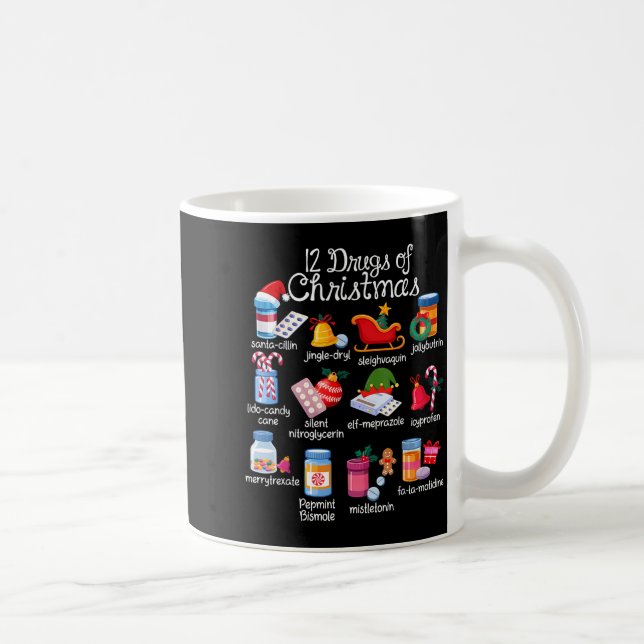 12 Drugs Of Christmas Pharmacist Technician Pharma Coffee Mug (Right)