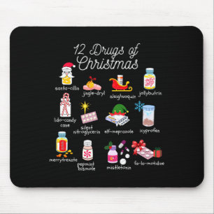12 Drugs Of Christmas Pharmacist Technician Pharma Mouse Mat