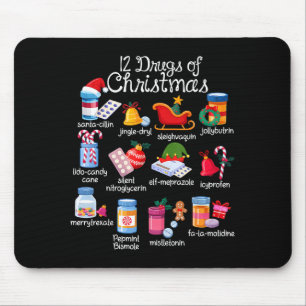 12 Drugs Of Christmas Pharmacist Technician Pharma Mouse Mat