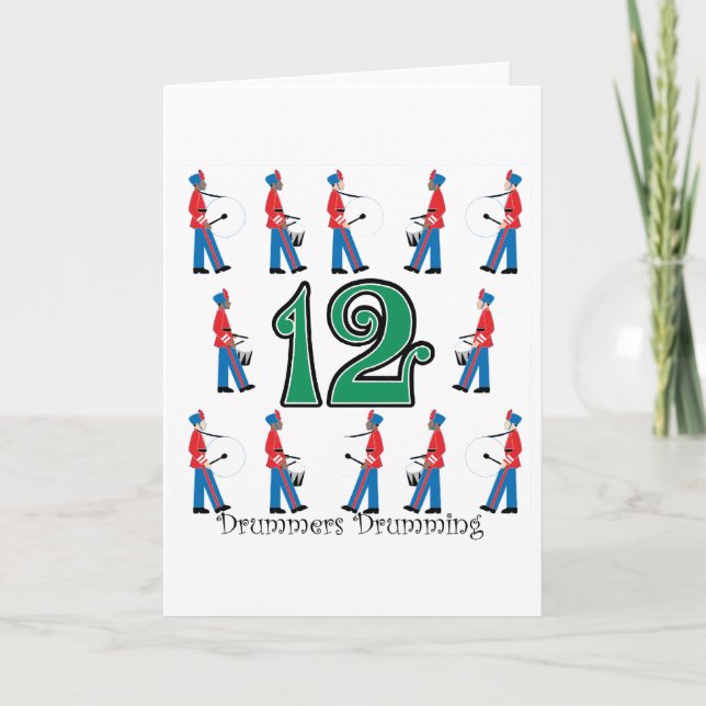 12 Drummers Drumming Holiday Card (Front)