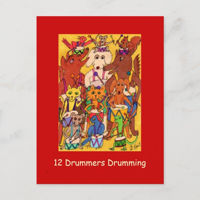 12 Drummers Drumming Holiday Postcard (Front)