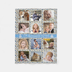 12 Family Photo Collage Beach Shells Nautical Easy Fleece Blanket