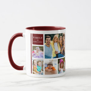 12 Family Photo Collage Quote Monogrammed Maroon Mug