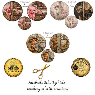 12" Farm Attitude Animal Rounds Highland Yorkie Wrapping Paper Sheet