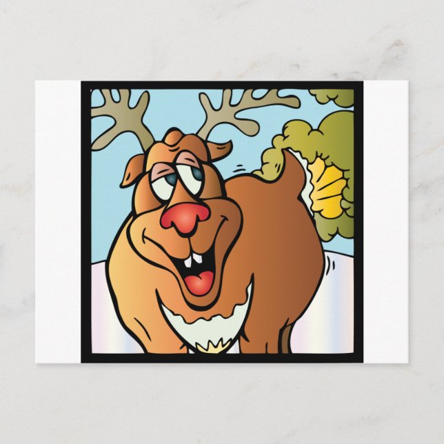 12 Farts of Christmas Reindeer Holiday Postcard (Front)