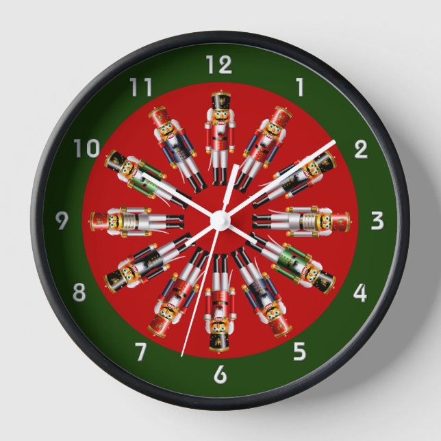 12 Festive Nutcracker Toy Soldiers Clock (Front)