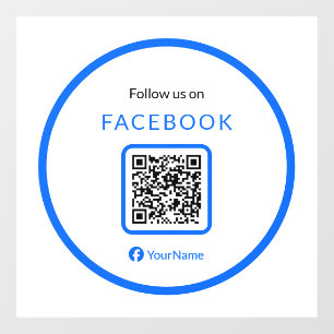 12" Follow Us On Facebook QR Code Blue Window Cling
