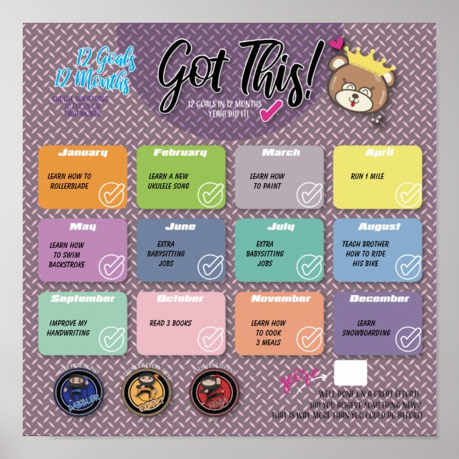 12 GOALS IN 12 MONTHS CHALLENGE POSTER (Front)