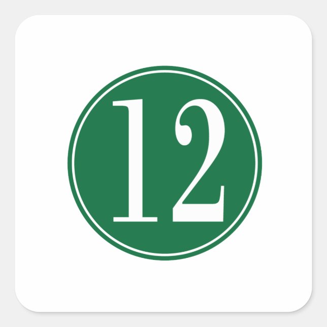 #12 Green Circle Square Sticker (Front)