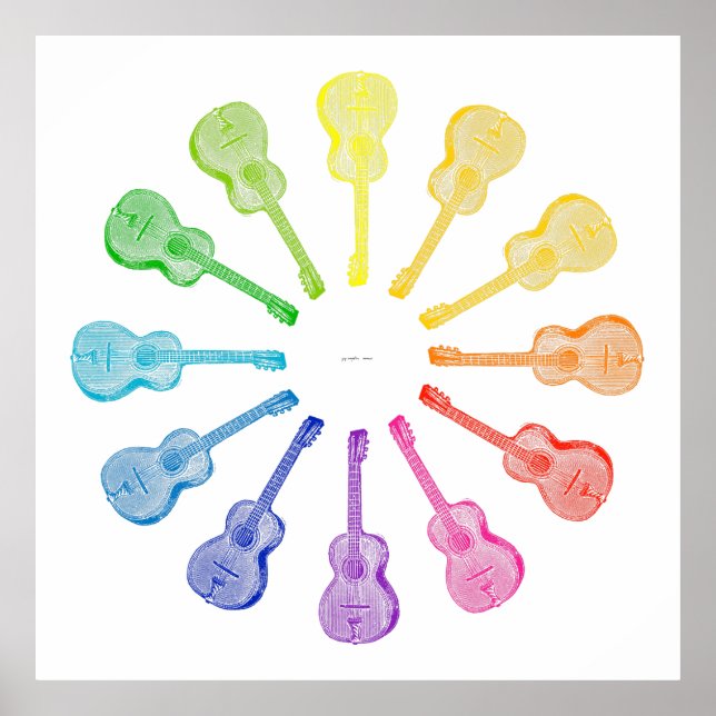 12 Guitars Colour Wheel Poster (Front)
