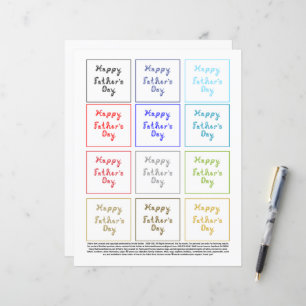 12 Happy Father's Day Fabric Font Tags Paper