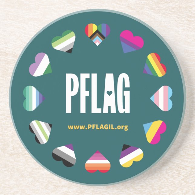 12 Hearts Circle PFLAG Sandstone Coaster (Front)