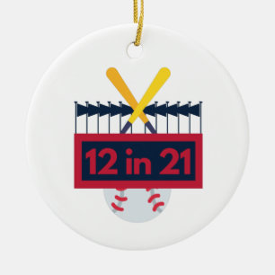 12 in 21 Baseball Ceramic Tree Decoration