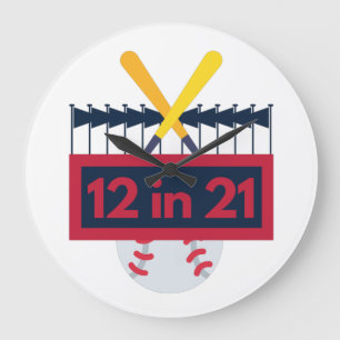 12 in 21 Baseball Large Clock