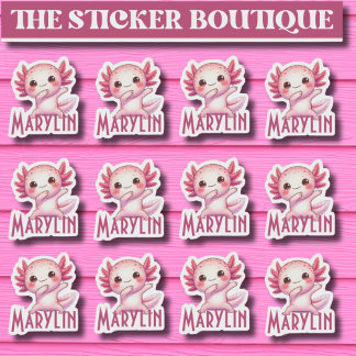 12 In One Cute Custom Name Dabbing Axolotl Sticker