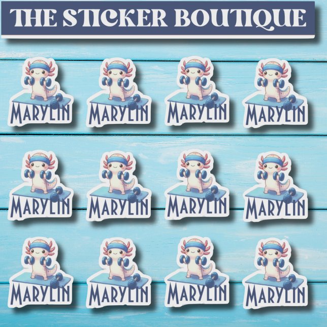 12 In One Cute Custom Name Workout Axolotl Sticker (Creator Uploaded)