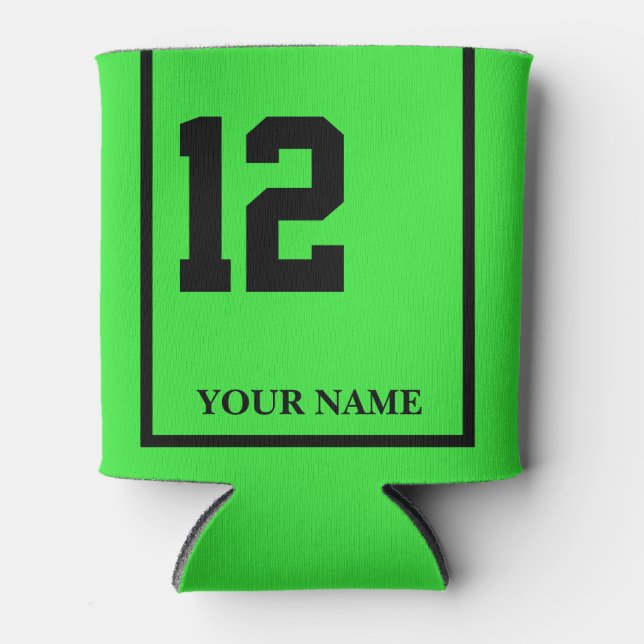 12 Lime Green Horse Saddle Blanket Custom Can Cooler (Front)