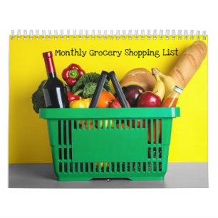 12 Month 2026 Calendar Grocery Shopping Tracker