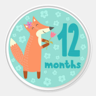 12 Month Baby Milestone Classic Round Sticker