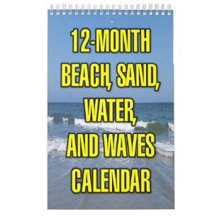 12-Month Beach, Sand, Water, And Waves Calendar