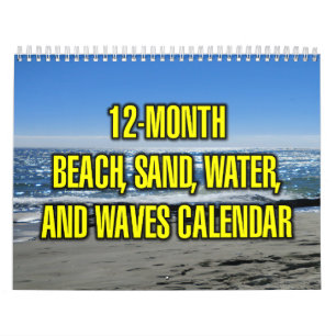 12-Month Beach, Sand, Water, And Waves Calendar