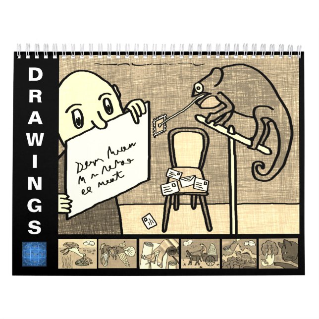 12 month calendar of childish style sepia drawings (Cover)